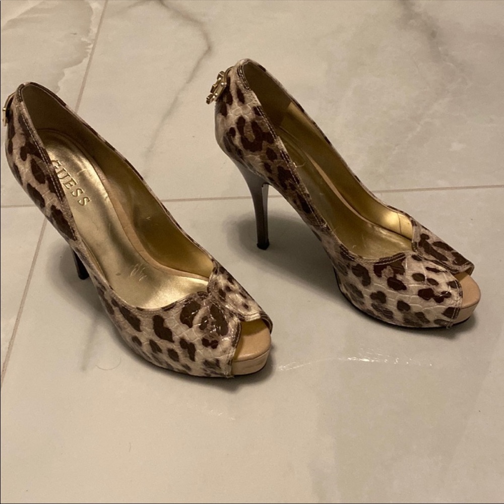 Guess animal print heels